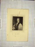 Original Old Antique Print C1790-C1900 Portrait Rev. Reginald Heber 18th