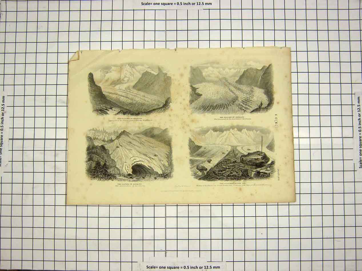 Old Antique Print C1800 Encyclopaedia Britannica Ice Glacier Zermatt Aar 19th