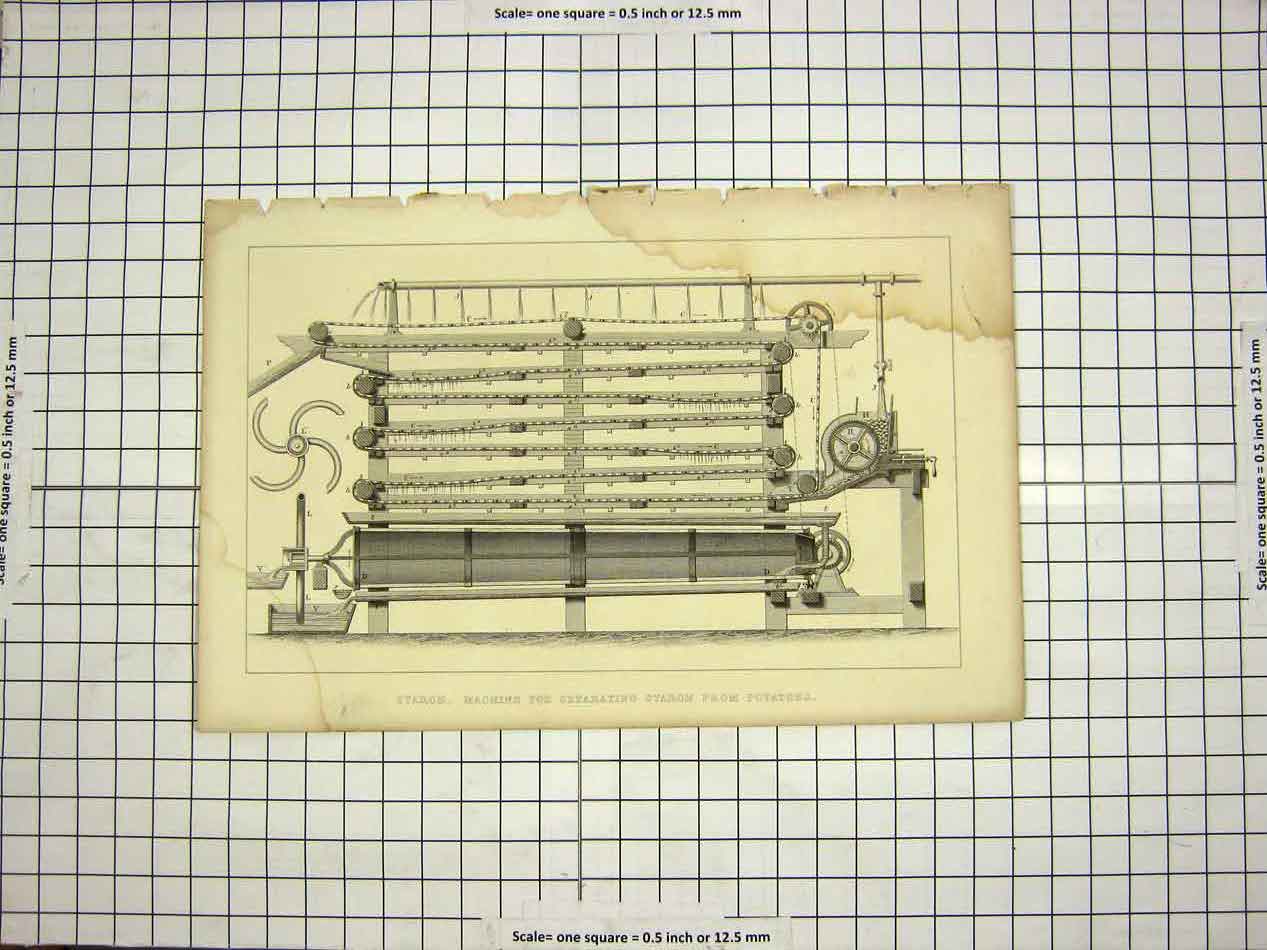 Old Antique Print C1800 Encyclopaedia Britannica Machine Potatoes Starch 19th