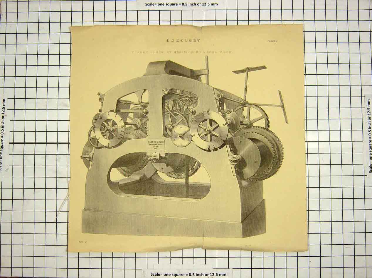 Original Old Antique Print C1800 Encyclopaedia Britannica Horology Turret Clock