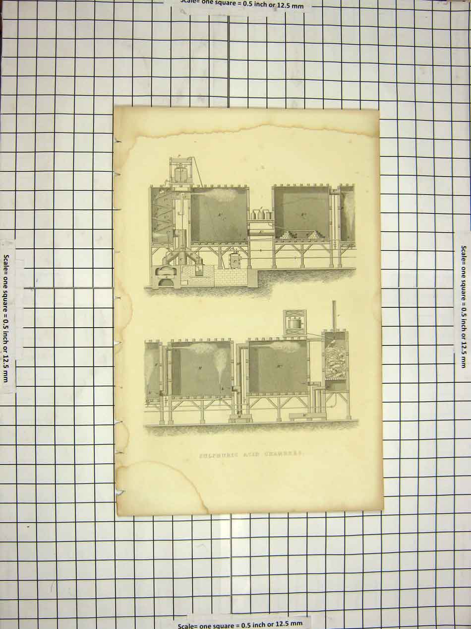 Old Antique Print C1800 Encyclopaedia Britannica Sulphuric Acid Chamber 19th
