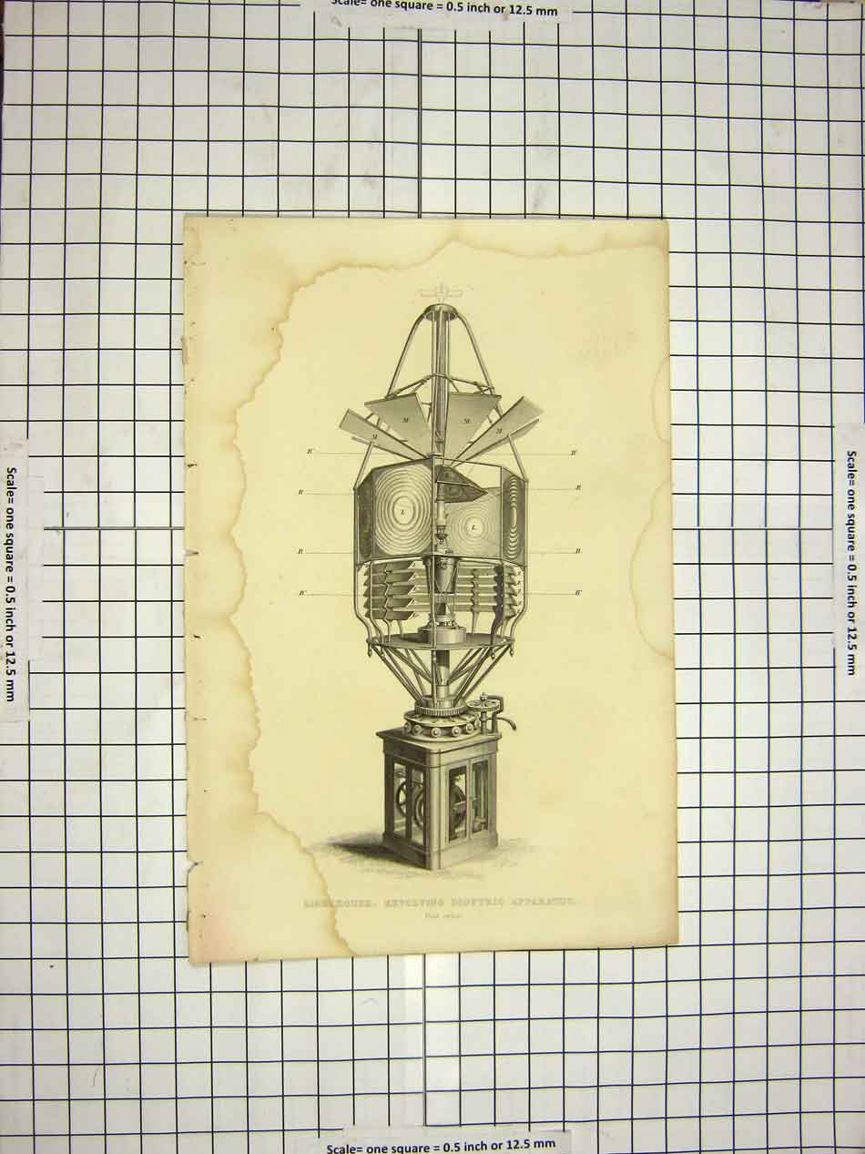Original Old Antique Print C1800 Encyclopaedia Britannica Lighthouse Dioptric