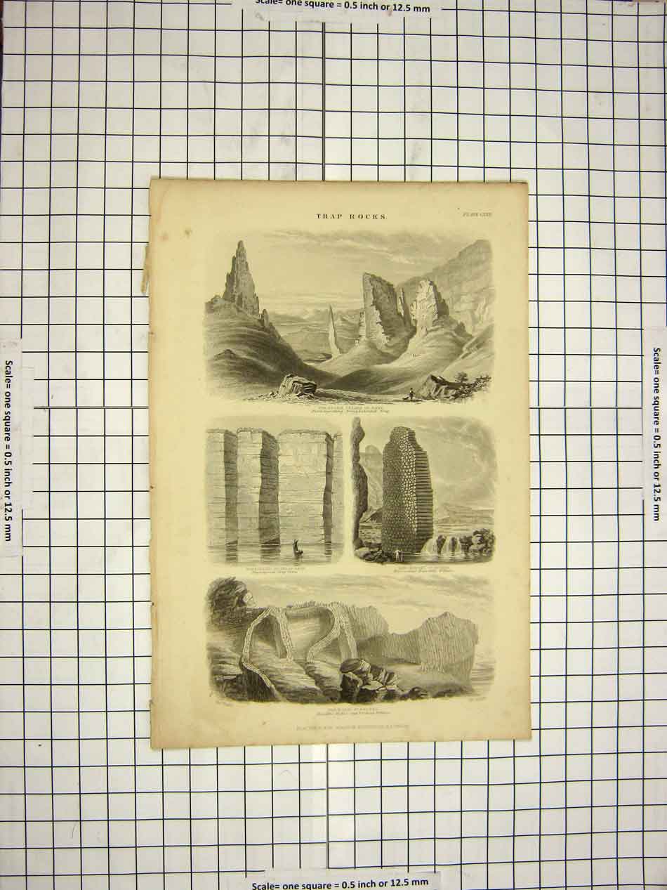 Old Antique Print C1800 Encyclopaedia Britannica Trap Rocks Skye Helena 19th