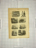 Original Old Antique Print C1800 Encyclopaedia Britannica Geology Granite Rocks