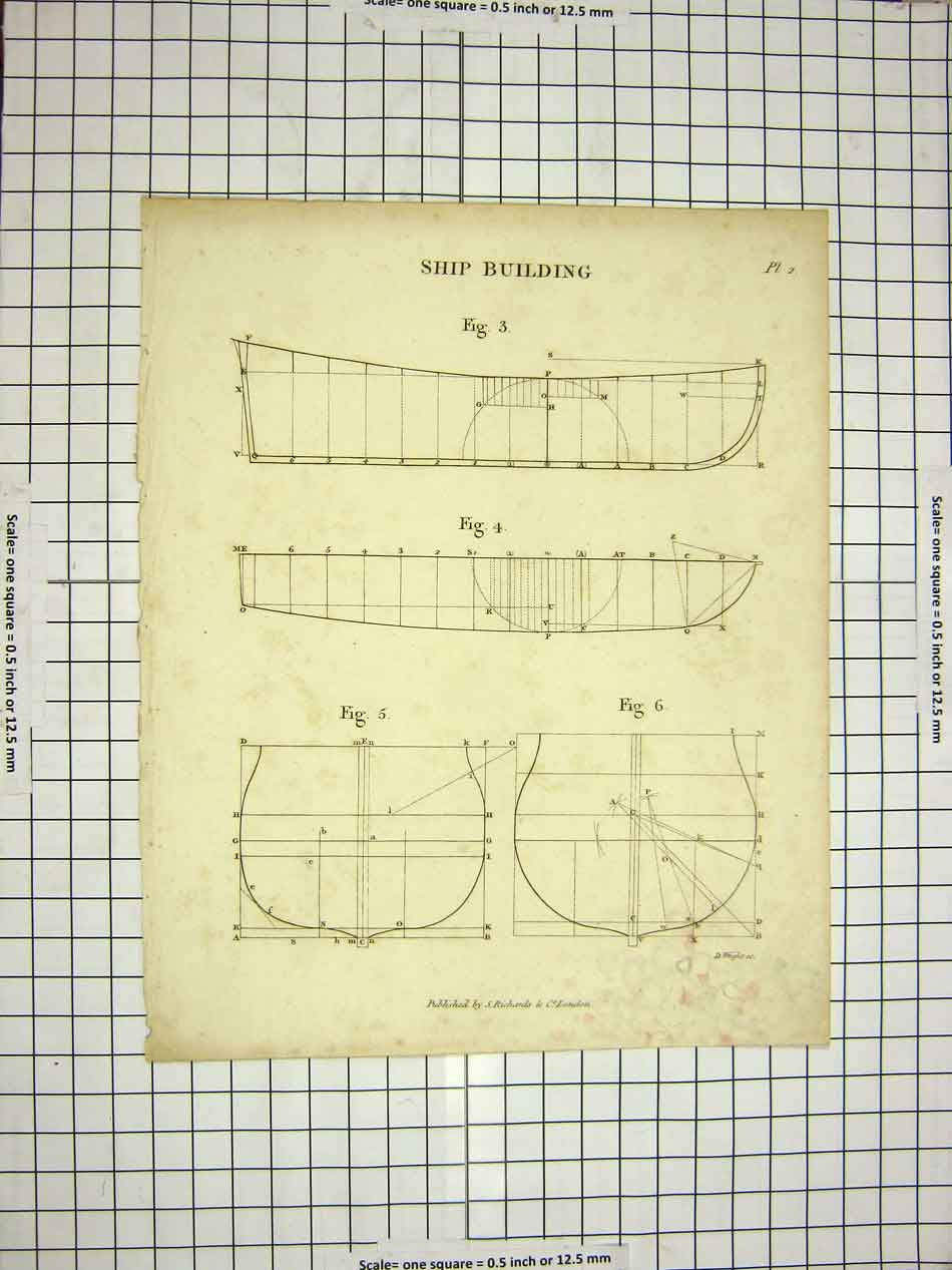 Antique Print Ref.584 C1800 Encyclopaedia Britannica Ship Building Diagrams