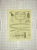 Original Old Antique Print C1800 Encyclopaedia Britannica Midship Frame Moon