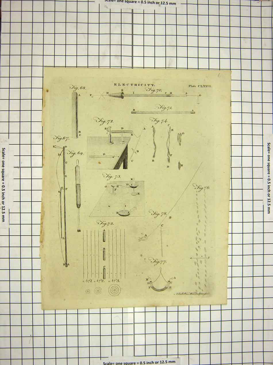 Original Old Antique Print C1800 Encyclopaedia Britannica Electricity Diagrams