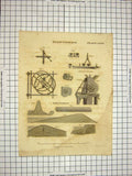 Original Old Antique Print 1819 Elliptograph Machinery Encyclopaedia Britannica