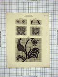 Original Old Antique Print 1809 Designs Weaving Encyclopaedia Britannica 19th