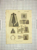 Original Old Antique Print 1820 Iron Furnaces Encyclopaedia Britannica Drawing