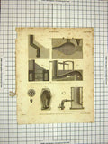 Original Old Antique Print 1811 Furnace Machinery Encyclopaedia Britannica 19th