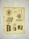 Original Old Antique Print C1800 Encyclopaedia Britannica Casting Instruments