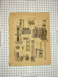 Old Antique Print C1800 Encyclopaedia Britannica Steam Engines Machinery 19th
