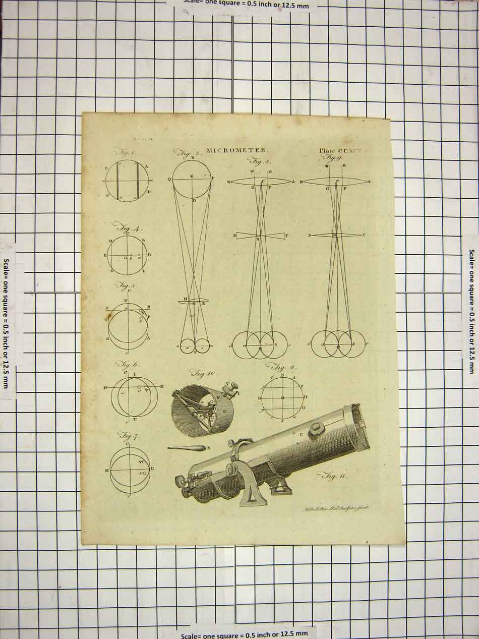 Old Antique Print C1800 Encyclopaedia Britannica Micrometer Instruments 19th