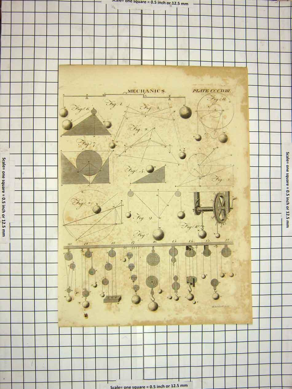Original Old Antique Print C1800 Encyclopaedia Britannica Mechanics Instruments