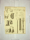 Original Old Antique Print C1800 Encyclopaedia Britannica Instruments Drowning