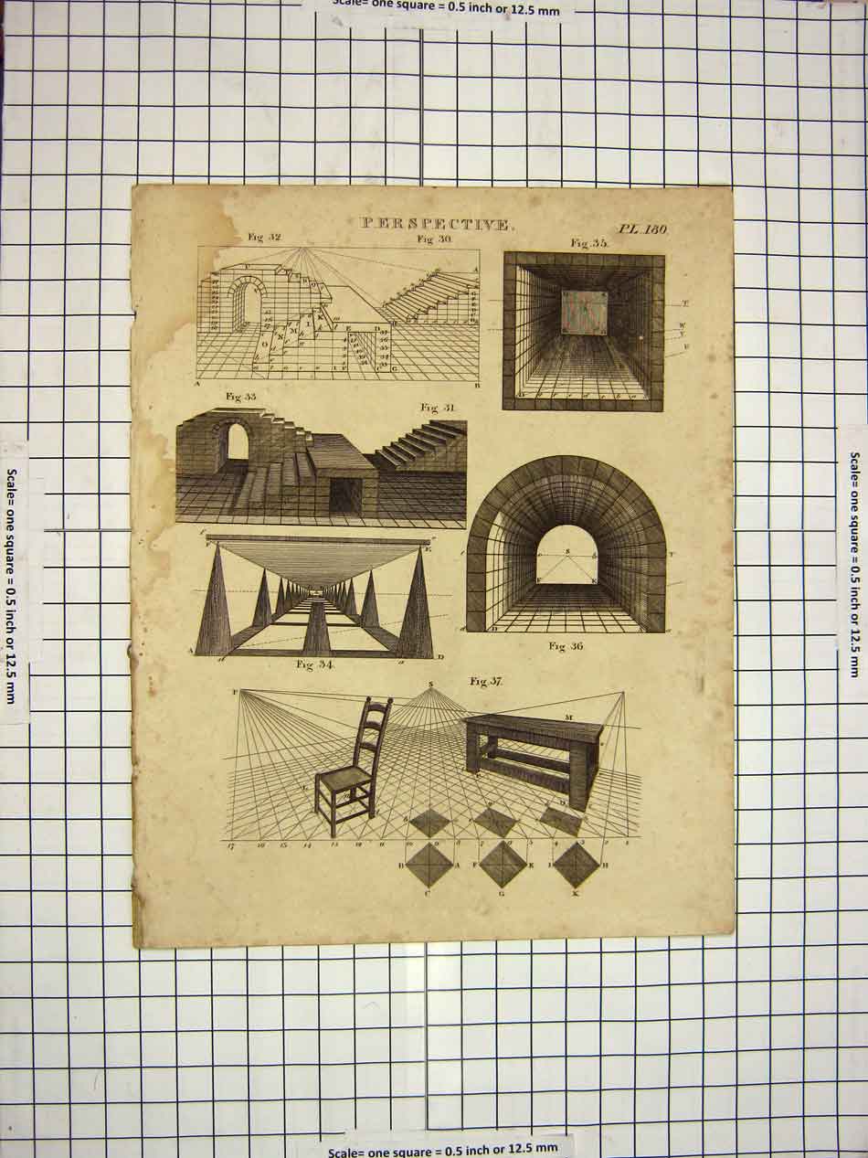 Antique Old Print Ref.579 C1800 Encyclopaedia Britannica Perspective Diagrams