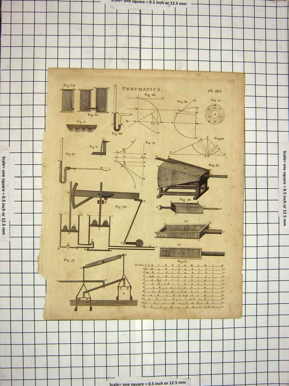 Antique Print Ref.578 C1800 Encyclopaedia Britannica Pneumatics Instruments