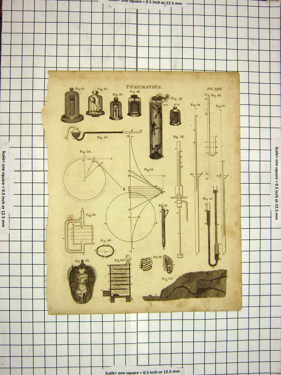 Antique Print Ref.577 C1800 Encyclopaedia Britannica Pneumatics Instruments