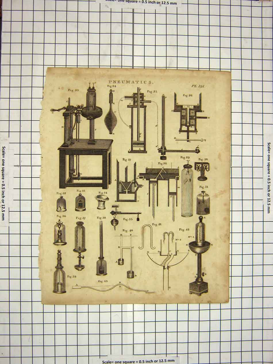 Antique Print Ref.576 C1800 Encyclopaedia Britannica Pneumatics Instruments
