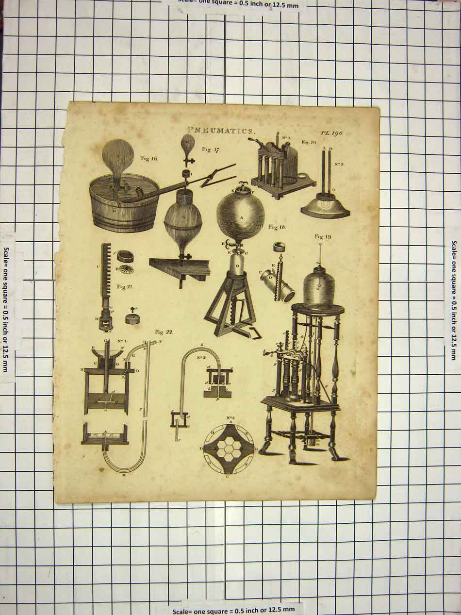Antique Print Ref.575 C1800 Encyclopaedia Britannica Pneumatics Instruments