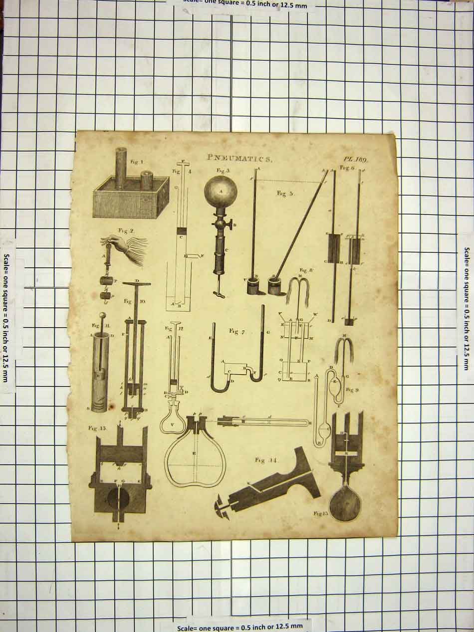 Antique Print Ref.574 C1800 Encyclopaedia Britannica Pneumatics Instruments