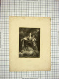 Original Old Antique Print C1800 Portrait Mrs Siddons Tragic Muse Theatre 19th
