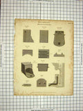 Original Old Antique Print Fire Place Franklin 1814 Encyclopaedia Britannica