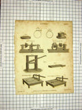 Original Old Antique Print 1810 Encyclopaedia Britannica Canteens Machinery