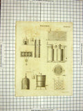 Original Old Antique Print C1800 Encyclopaedia Britannica Bleaching Instruments