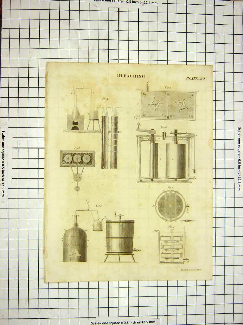 Original Old Antique Print C1800 Encyclopaedia Britannica Bleaching Instruments