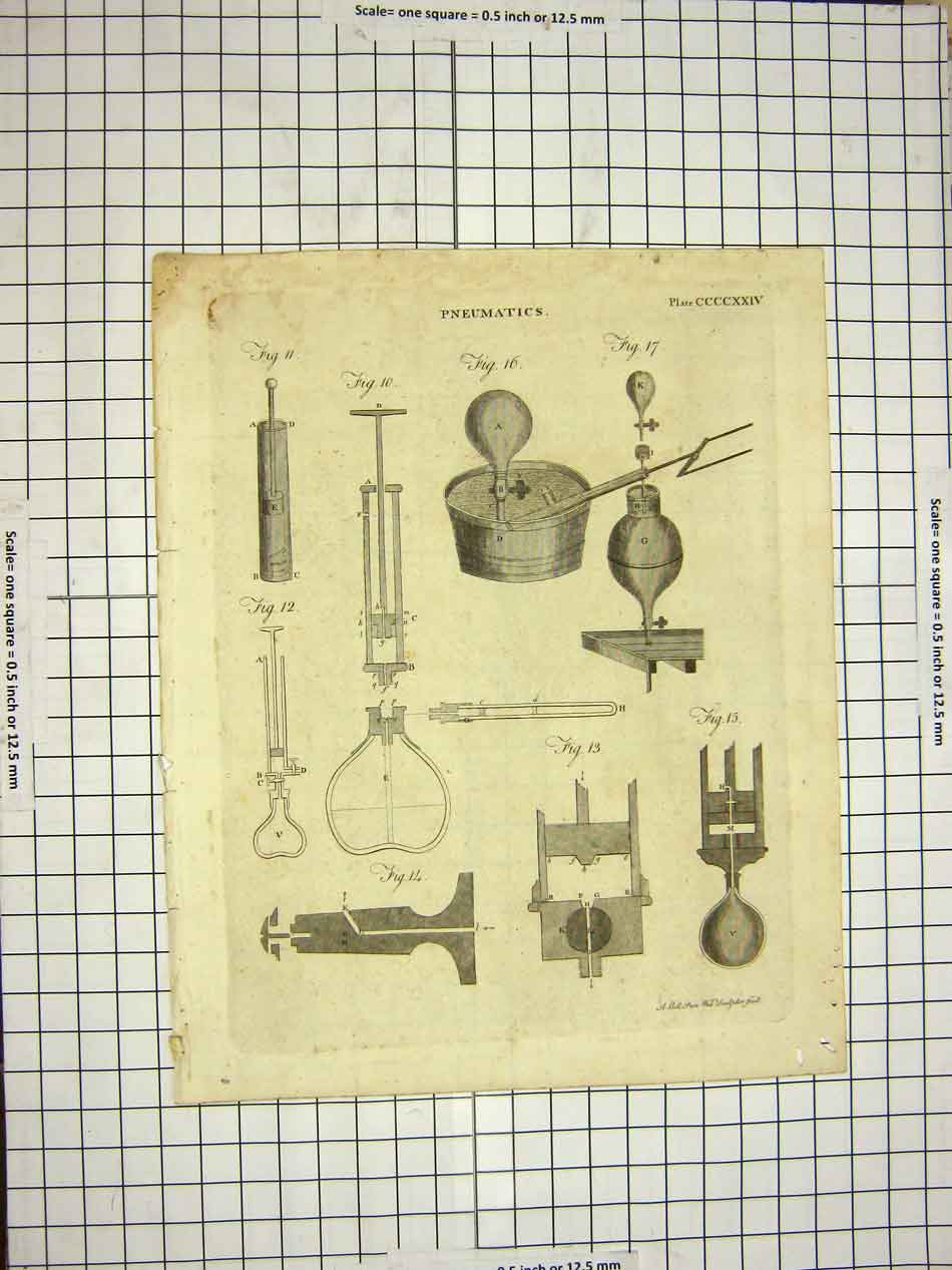 Antique Print Ref.570 C1800 Encyclopaedia Britannica Pneumatics Instruments