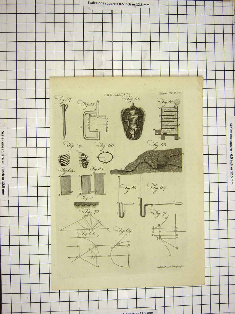 Original Old Antique Print C1800 Encyclopaedia Britannica Pneumatics Geometry