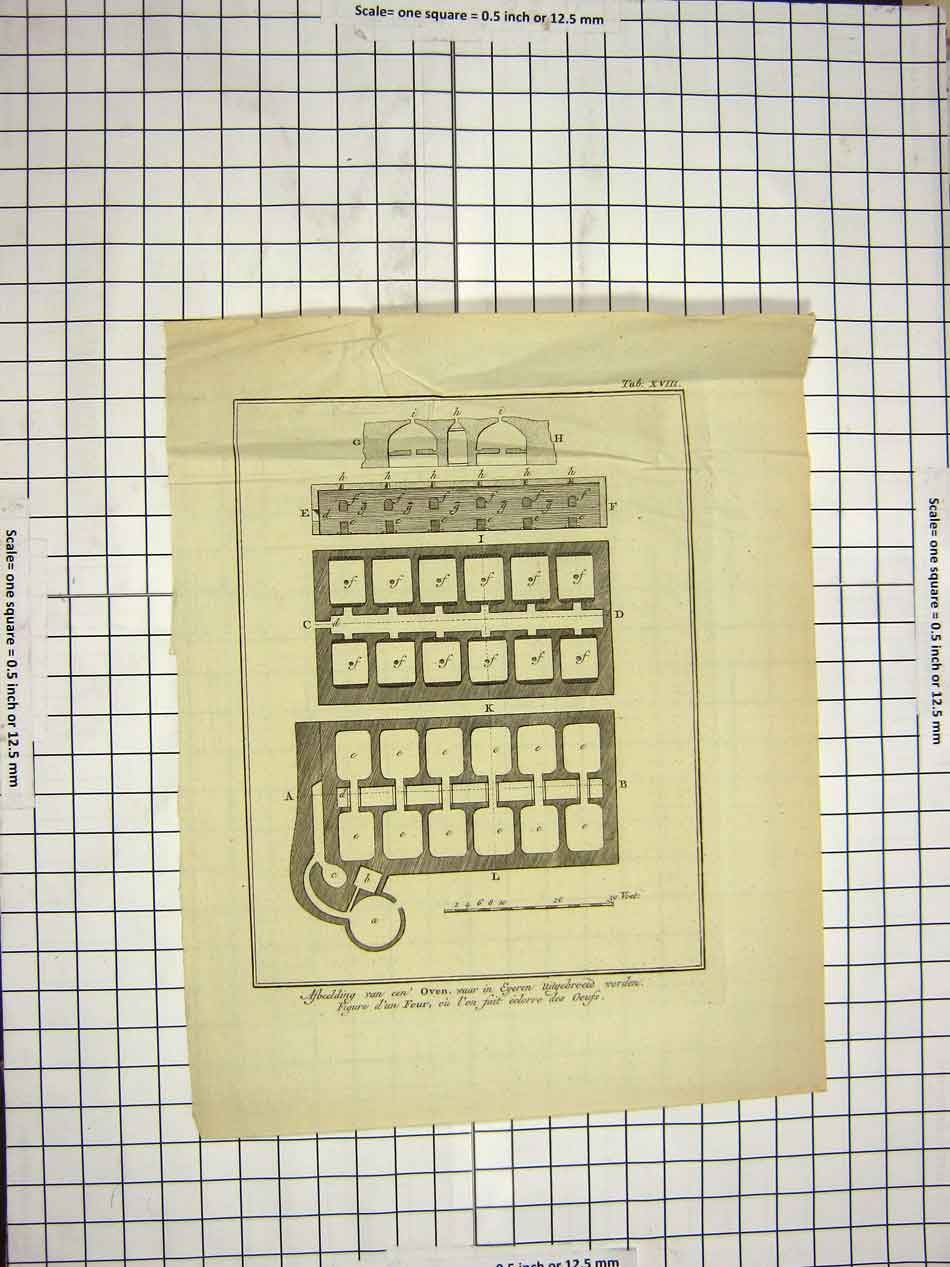 Old Antique Print C1800 Encyclopaedia Britannica Asbeelding Oven Diagram 19th