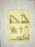 Original Old Antique Print C1800 Encyclopaedia Britannica Hydrodynamics Pump