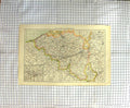 Original Old Antique Print Map Belgium Luxemburg Charlerol Prussia Namura