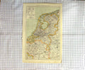 Original Old Antique Print Map 1892 Holland Netherlands Amsterdam Liege 19th