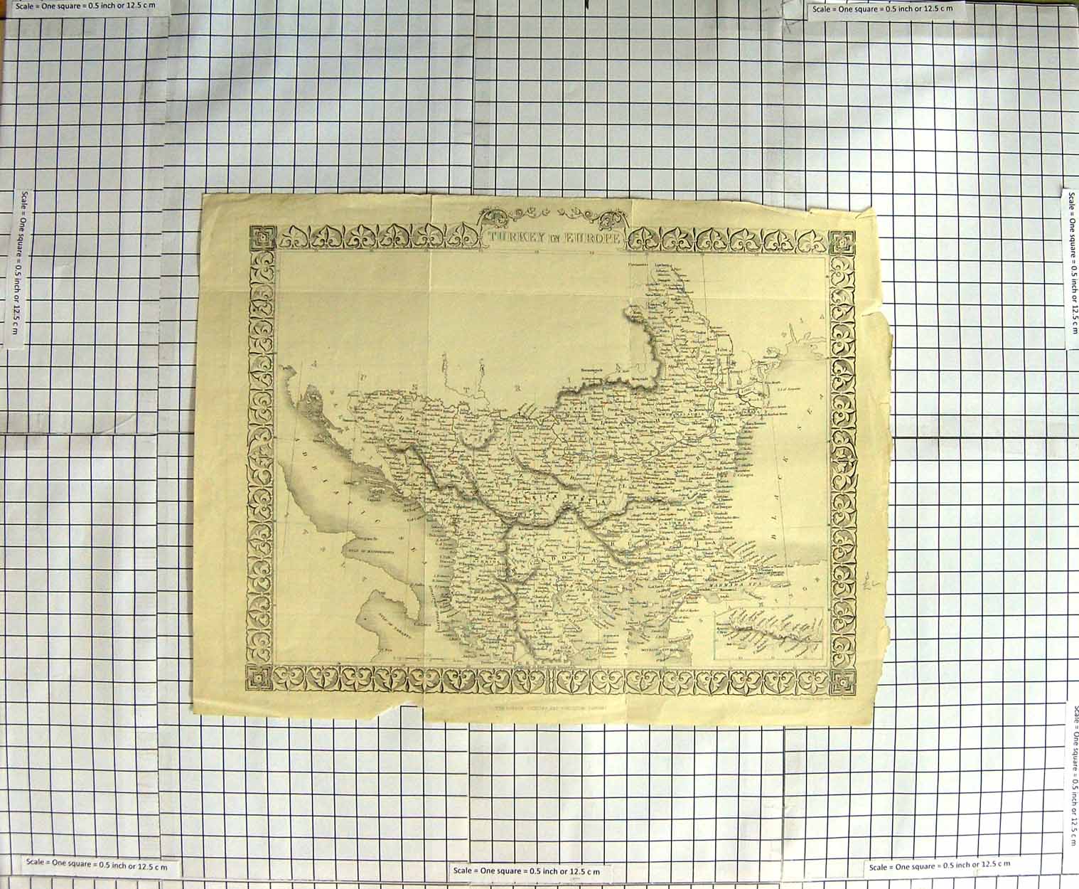 Original Old Antique Print Map Turkey Europe Rapkin Adriatic Sea