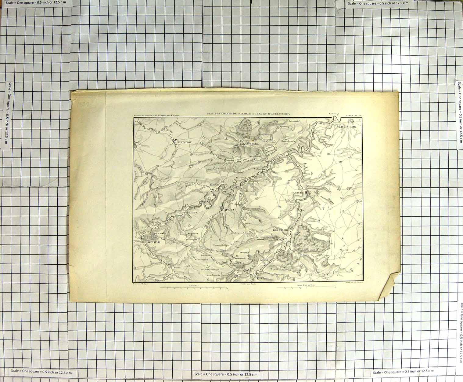 Original Old Antique Print Map Camburg Dornburg Apa Dyonnet Dufour