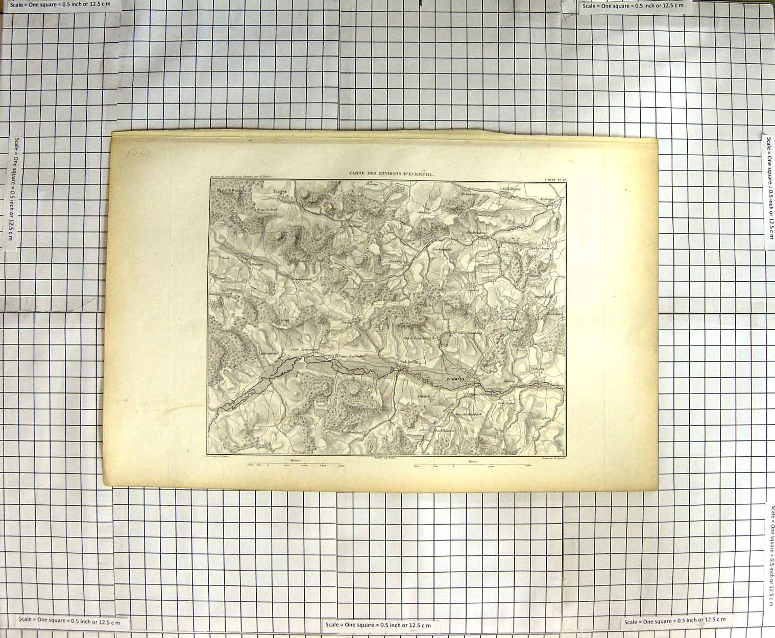 Original Old Antique Print Map Schierling Eckmuhl Dyonnet Dufour