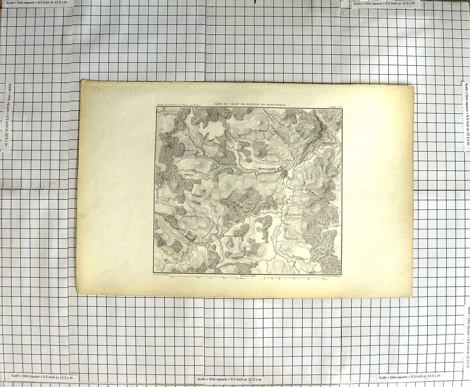 Original Old Antique Print Map Moesskirch Krumbach Dyonnet Dufour