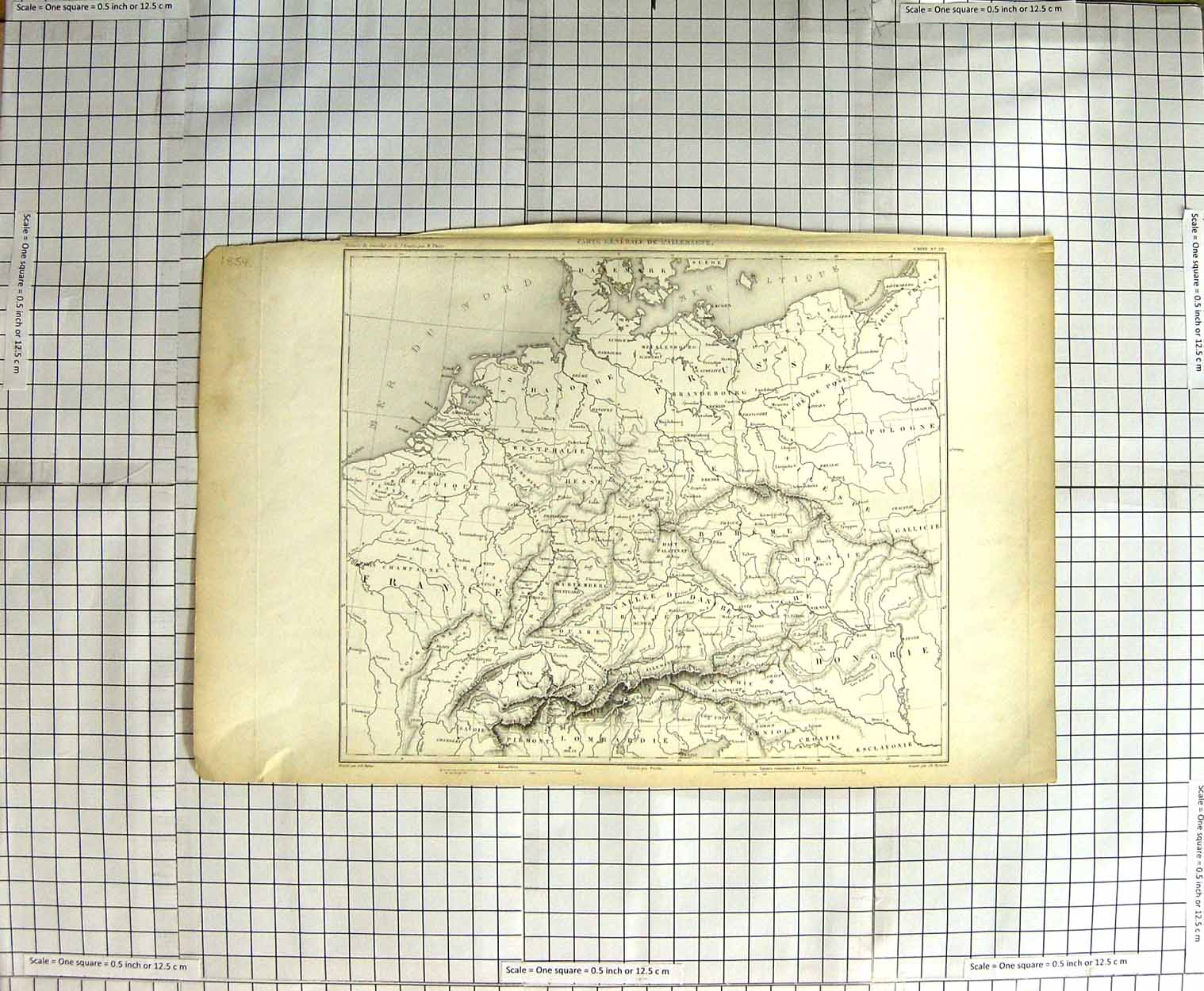 Original Old Antique Print Map Dyonnet Dufour France Boheme Hanovre