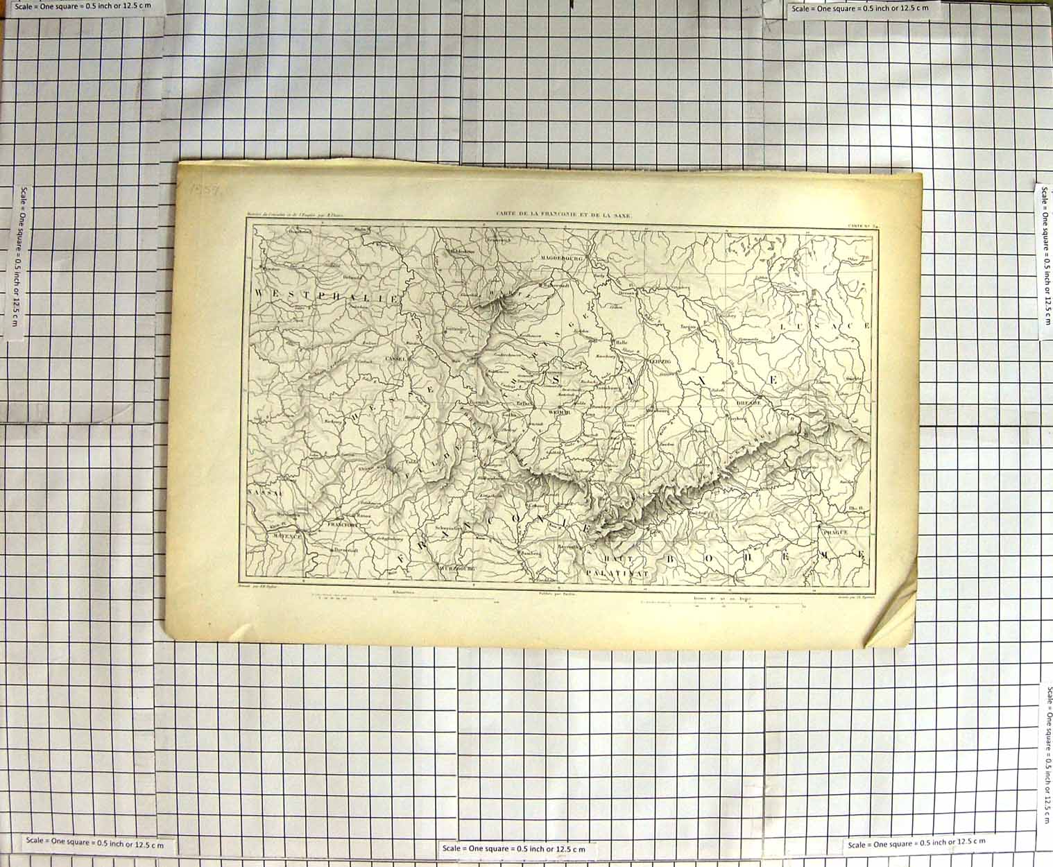 Original Old Antique Print Map Dyonnet Dufour France Magdebourg Prague