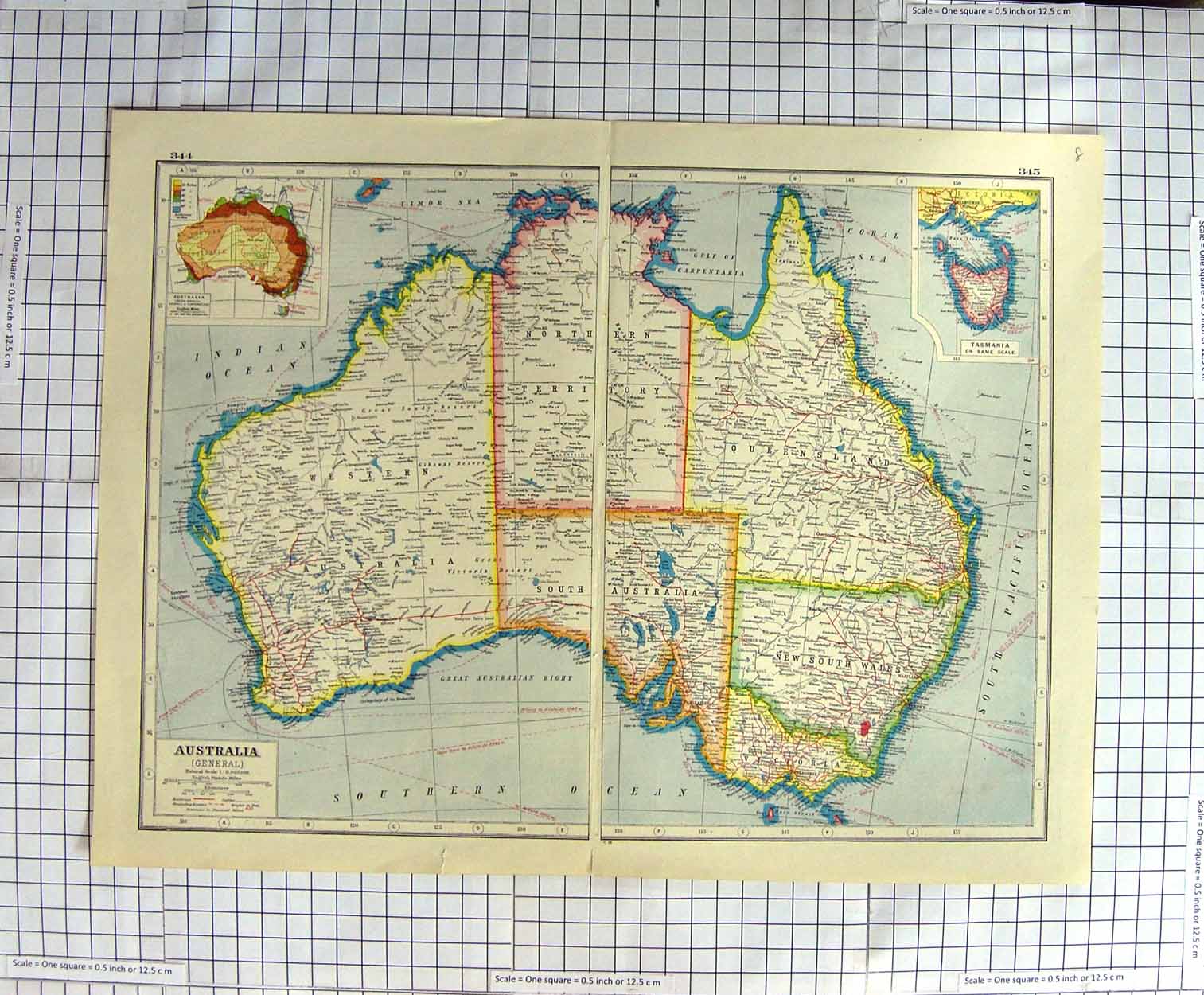 Original Old Antique Print Map C1790-C1900 Australia Tasmania Bass Strait 18th