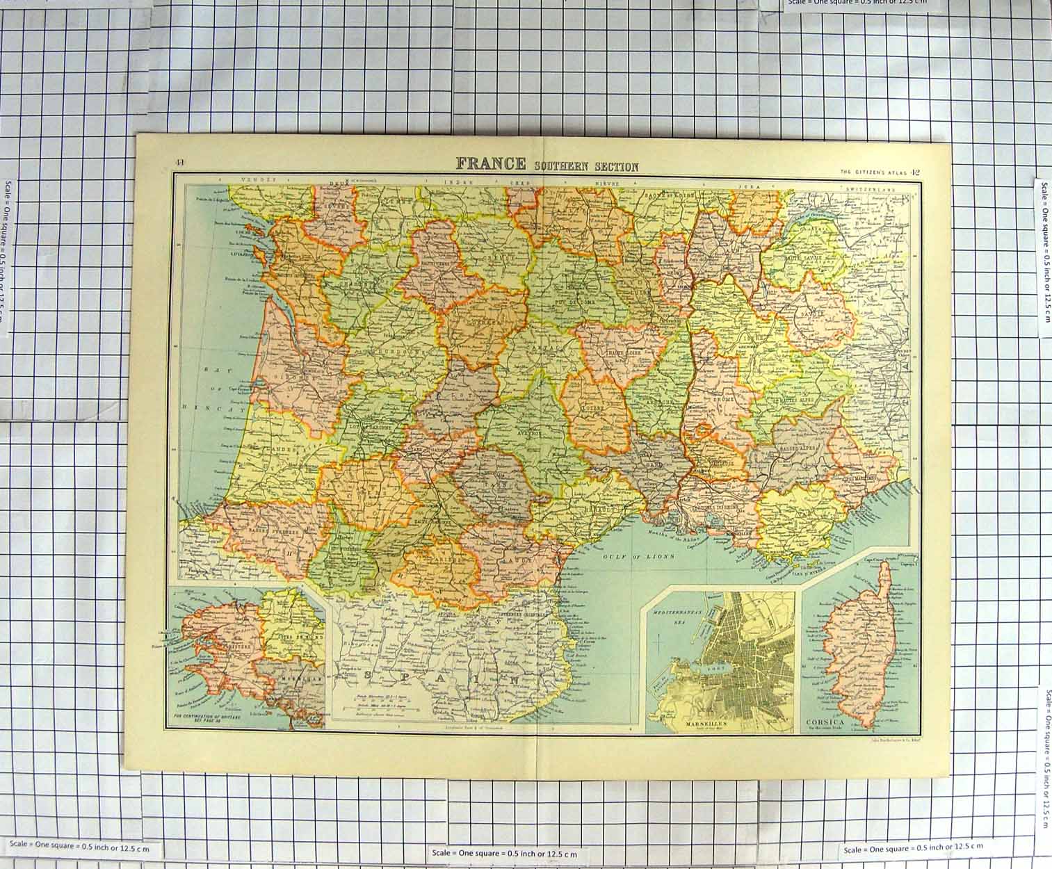 Original Old Antique Print Ref.625 Bartholomew Map C1790-C1900 France Corsica