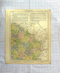 Original Old Antique Print Map C1790-C1900 France Paris Dijon Moulins 18th