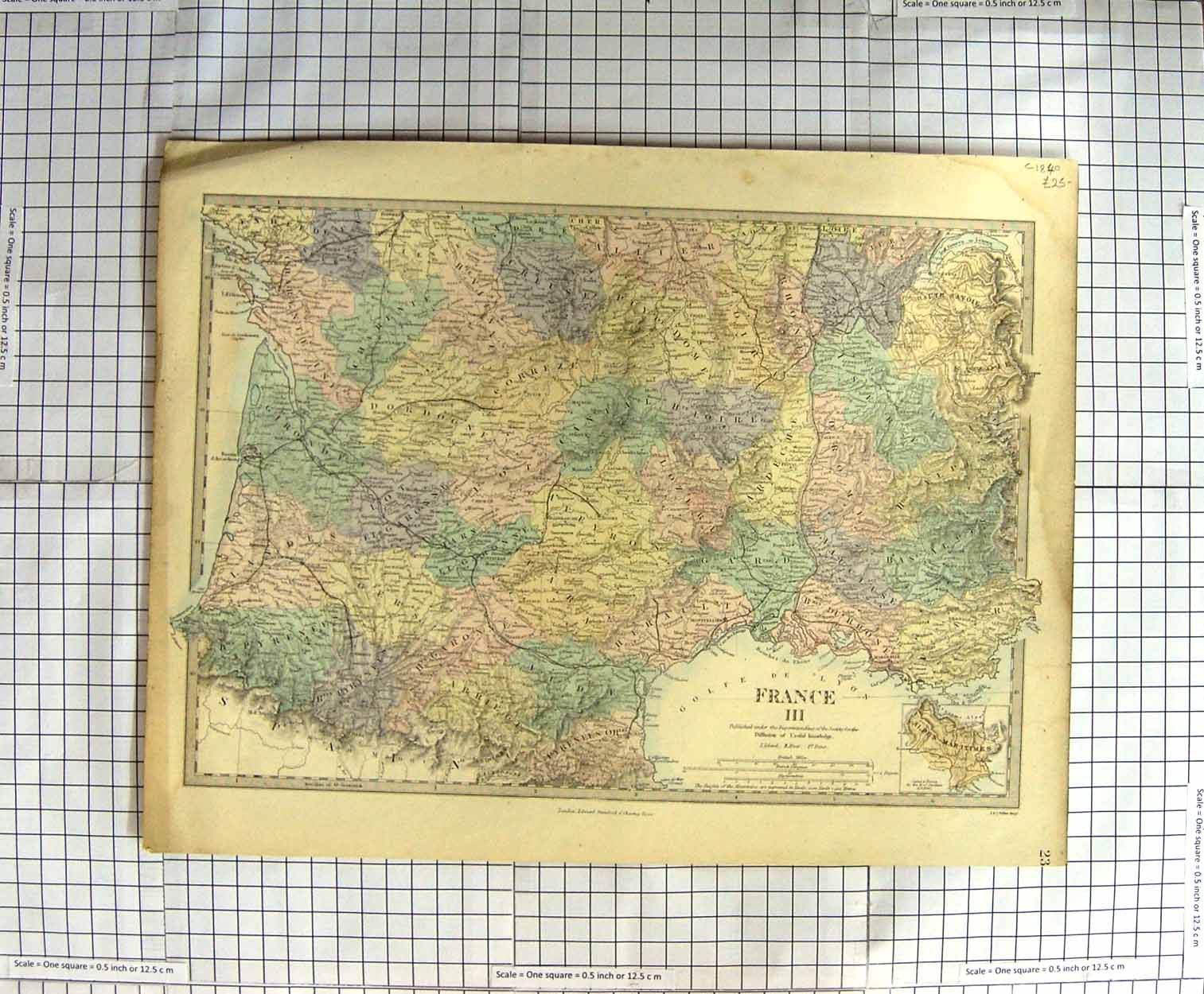 Original Old Antique Print Walker Map C1790-C1900 France Pyrenees Alpes 18th