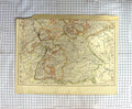 Original Old Antique Print Map C1790-C1900 Bavaria Wurtemburg Switzerland 18th
