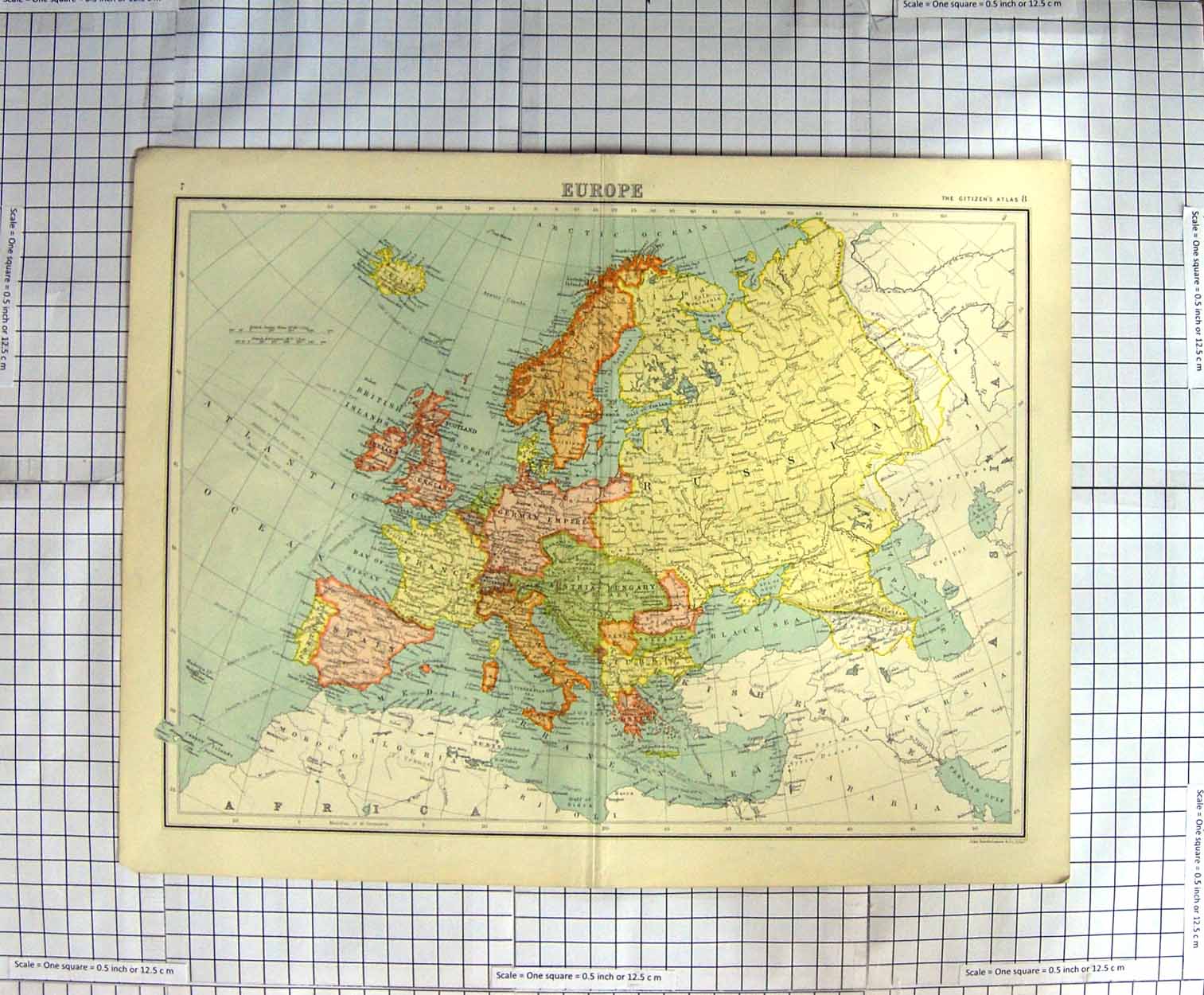 Original Old Antique Print Bartholomew Map C1790-C1900 Europe France 18th