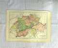 Original Old Antique Print Map C1790-C1900 Switzerland Lake Geneva Luzern 18th